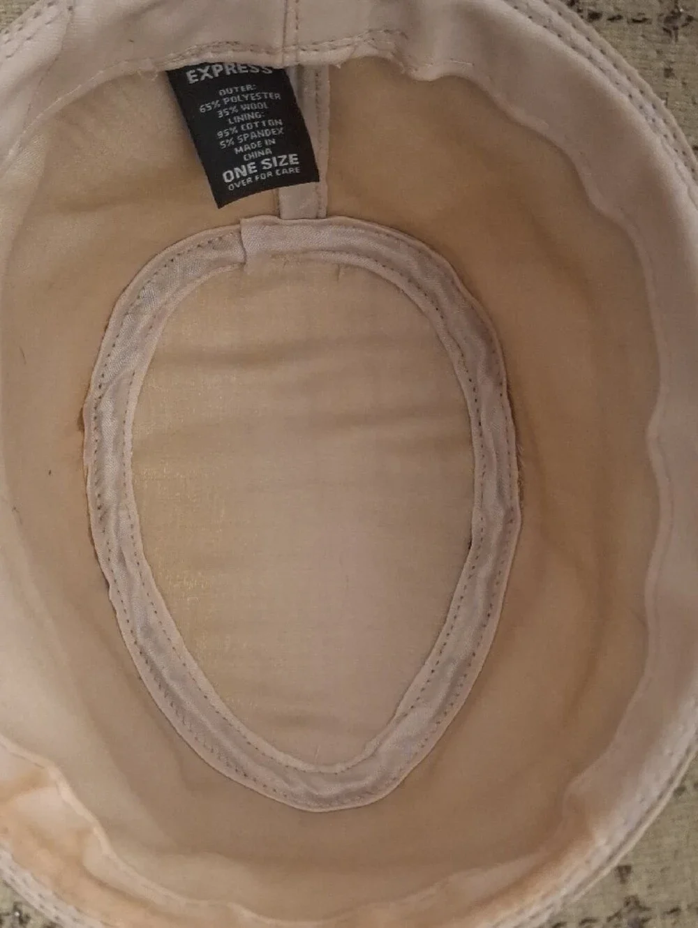 Express Beige Grid-Pattern Bucket Hat